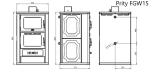 PRITY FGW15 Wasserführender Kaminofen mit Backfach 5,4 + 14,4kW, ECODESIGN 2022