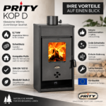 Prity KOP D Kaminofen 8,7 kW Eco Planet BImSchV Stufe 2 Ø 130 mm